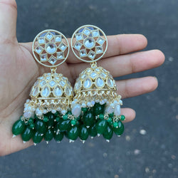 Emerald Navi Jhumka Earrings