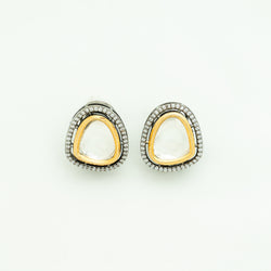 White Ritura Silver Foiled Kundan Studs