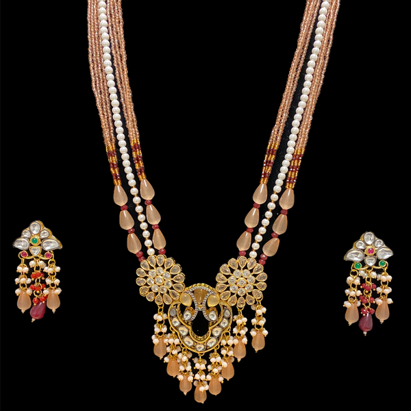 Peach Samaa Long Necklace Set