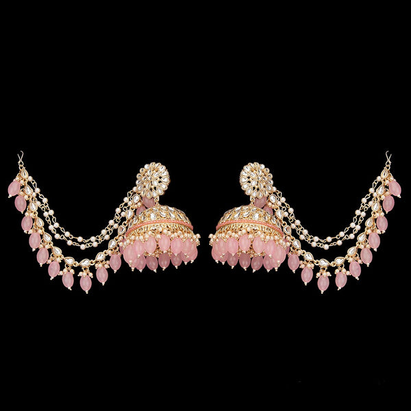 Pink Pankhuri Kundan Earrings