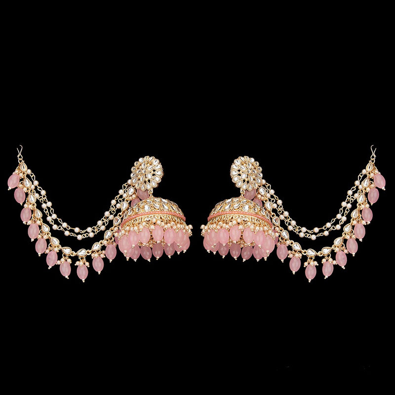 Pink Pankhuri Kundan Earrings