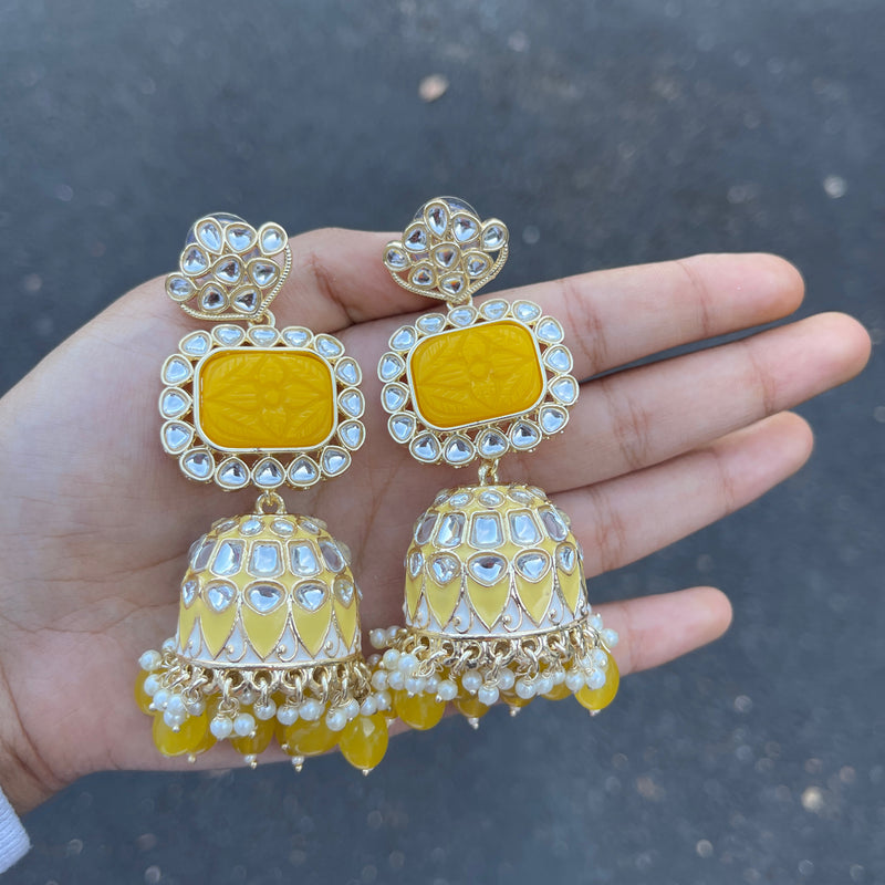 Oil colour long tassel earrings (Yellow) - Momiffy.com