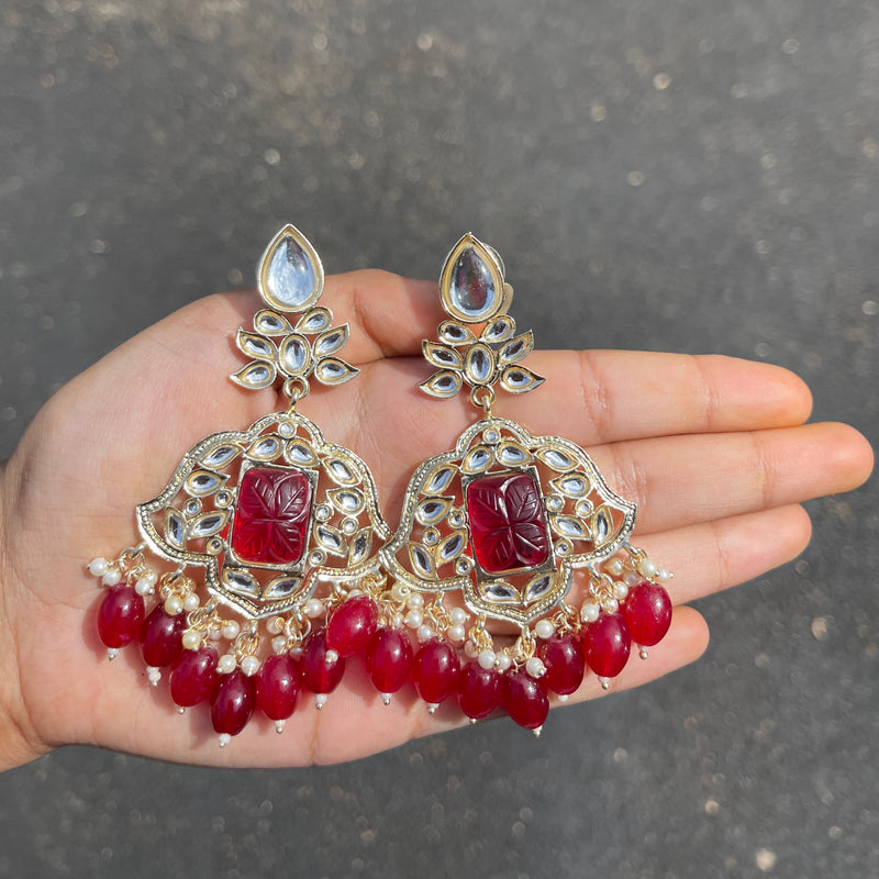 Red Krishanya Kundan Earrings