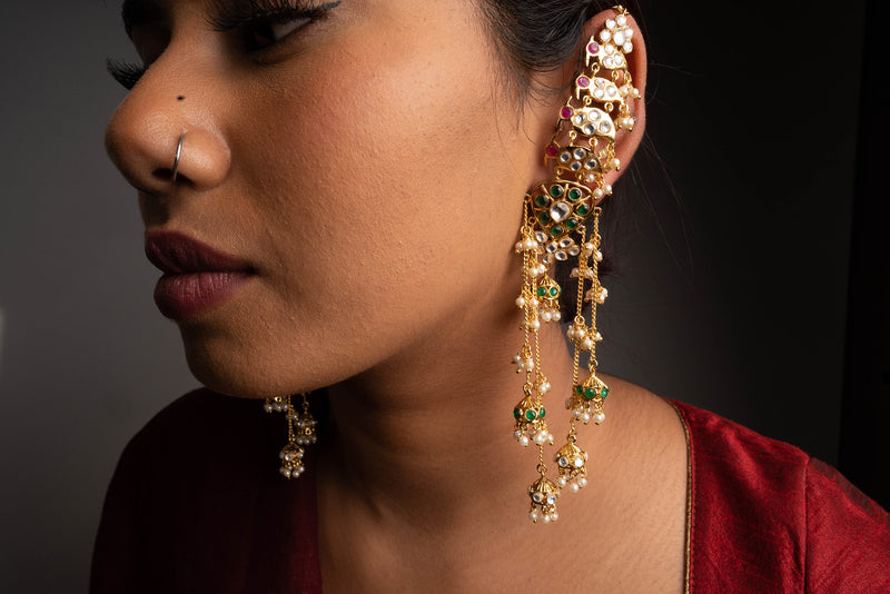 Multicolor Sonia Gold Kundan Earrings