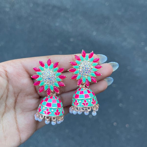 Pink Shani Meenakari Earrings
