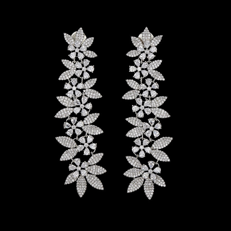 White Mohona Cubic Zirconia Earrings