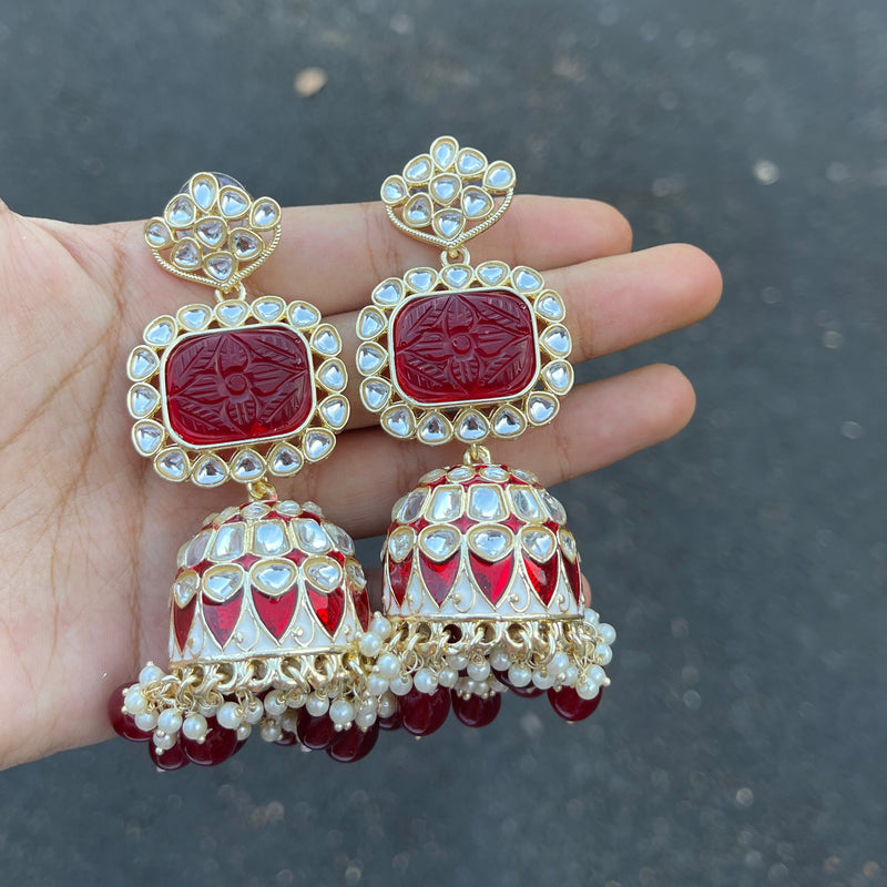 Maroon Jiya Jhumka Earrings