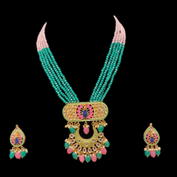 Multi Ribhavi Meenakari Long Necklace Set