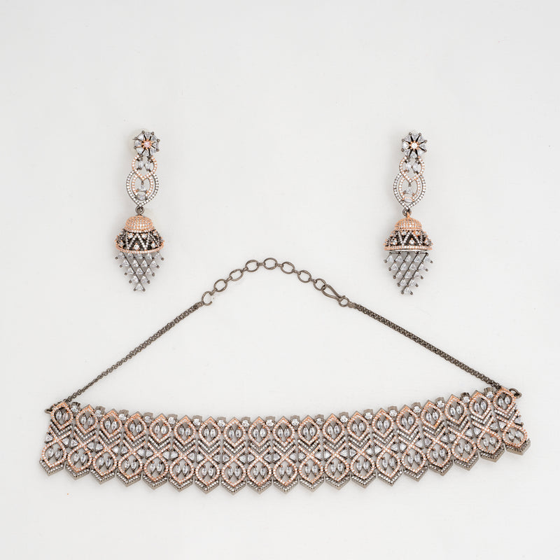 Bridal CZ American Diamond Necklace Set, Cubic Zirconia Necklace Set,  Indian Jewelry, Wedding Jewelry, Sabysachi Jewel - Etsy