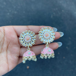 Baby Pink Krishi Meenakari Earrings