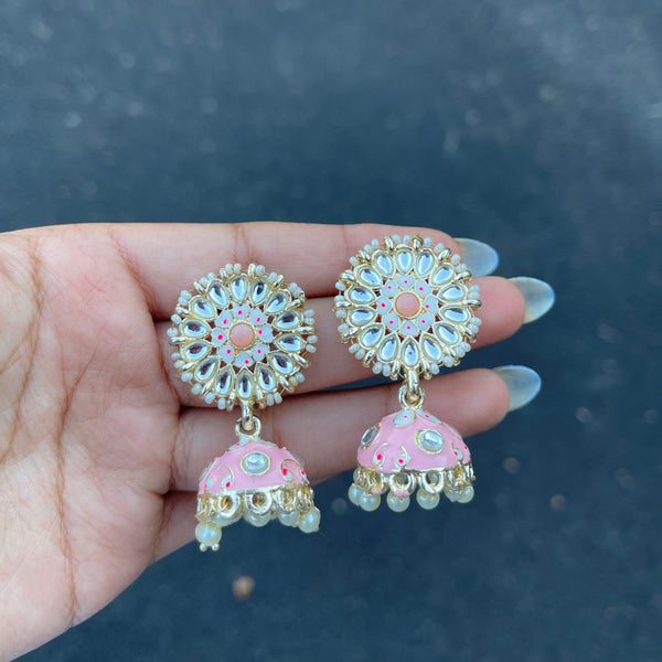 Baby Pink Krishi Meenakari Earrings