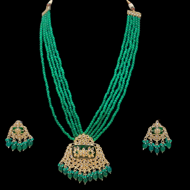 Emerald Sonam Meenakari Long Necklace Set
