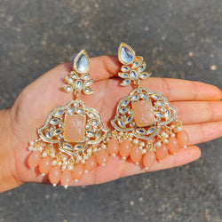 Peach Krishanya Kundan Earrings