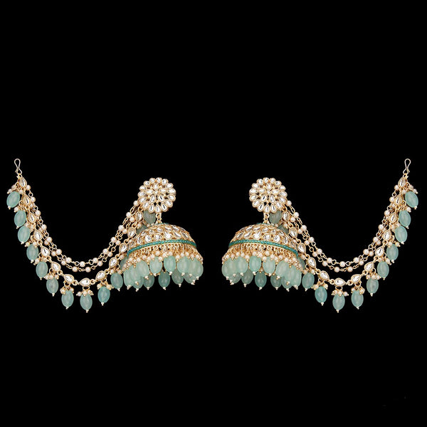 Turquoise Pankhuri Kundan Earrings