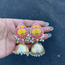 Pink Disha Meenakari Earrings