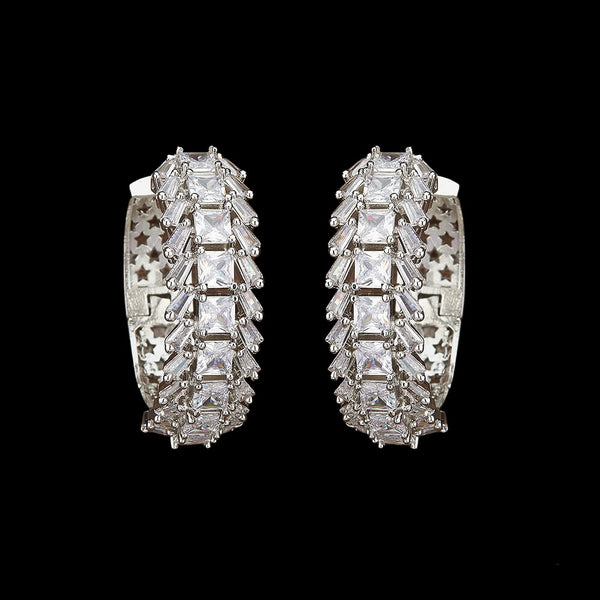 White Zaheba Cubic Zirconia Bali Earrings