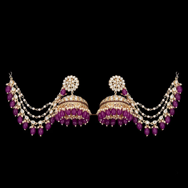 Purple Pankhuri Kundan Earrings