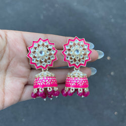 Pink Madhi Meenakari Earrings