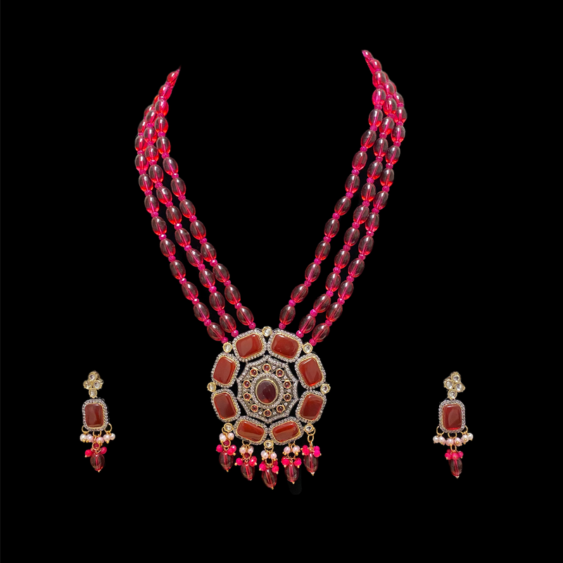 Ruby Katina Long Necklace Set
