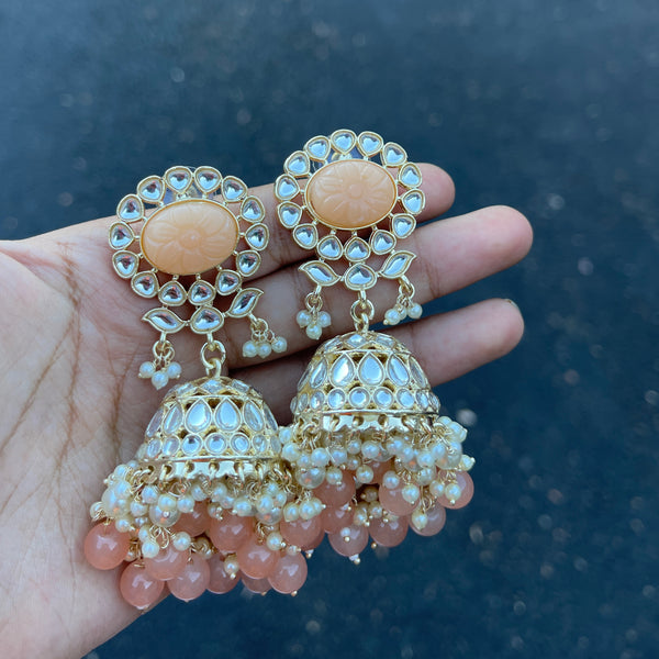 Peach Priyal Kundan Earrings