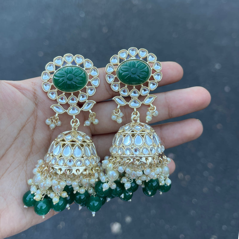 Emerald Priyal Kundan Earrings