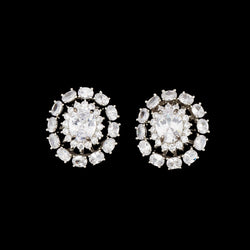 White Zeniab Cubic Zirconia Stud Earrings