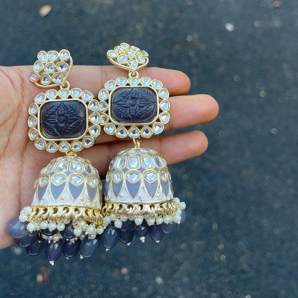 Grey Jiya Jhumka Earrings