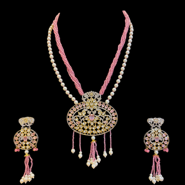 Pink Jenny Cubic Zirconia Long Necklace Set