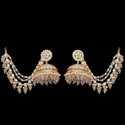 Grey Pankhuri Kundan Earrings