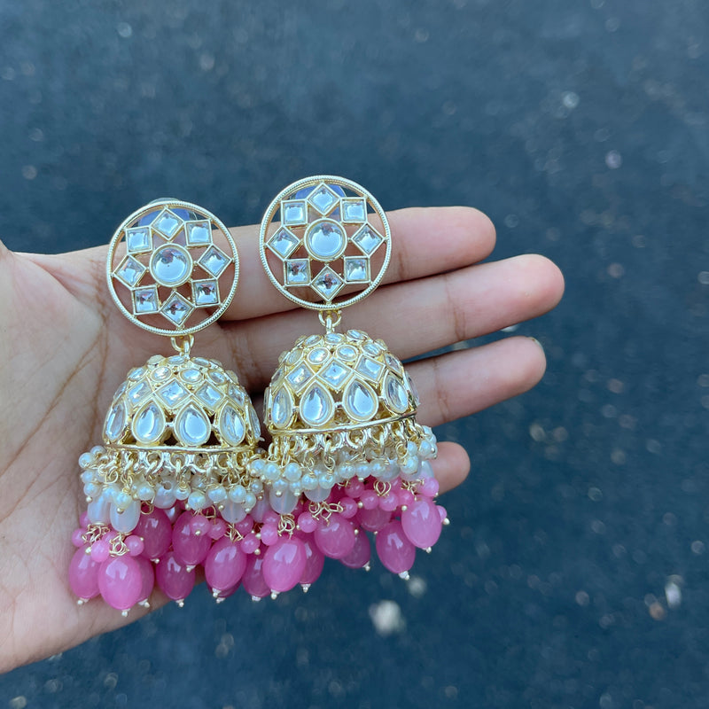 Pink Navi Jhumka Earrings
