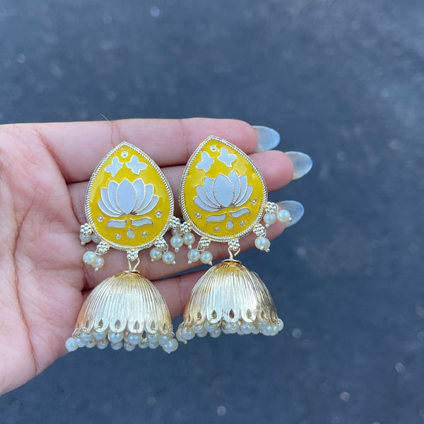 Yellow Disha Meenakari  Earrings