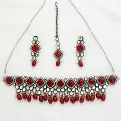 Red Mehraan Kundan Choker Set