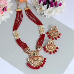 Red Imam Meenakari Long Necklace Set