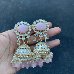 Baby Pink Priyal Kundan Earrings