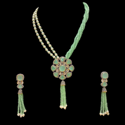 Mint Vishakha Kundan Long Necklace Set