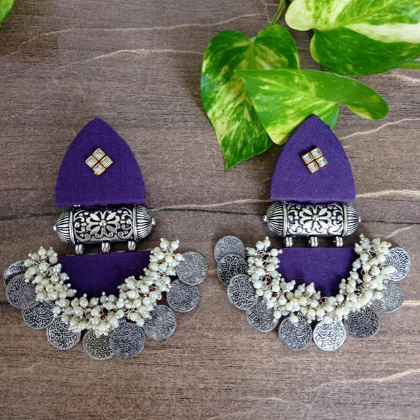 Rupira Purple Fabric Earrings