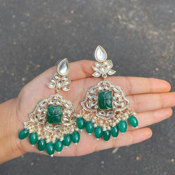 Emerald Krishanya Kundan Earrings