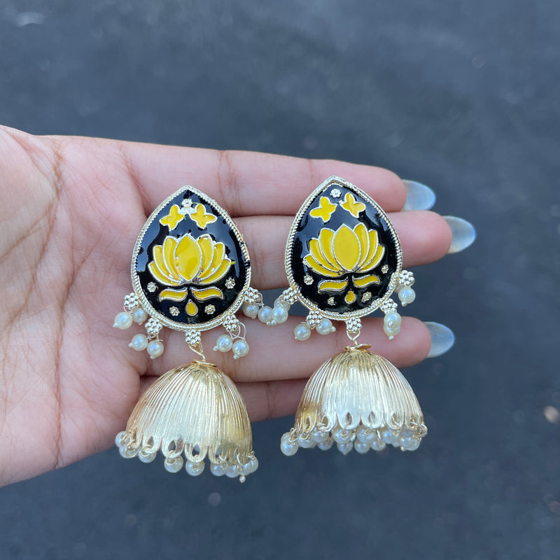 Black Disha Meenakari Earrings