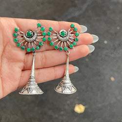Emerald Shehnaaz Oxidized Earrings
