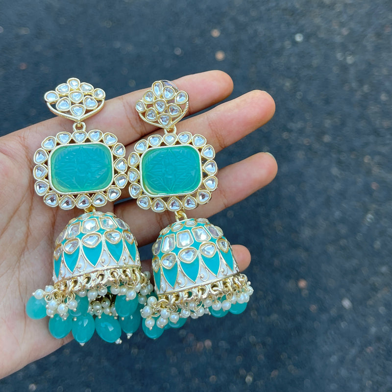 Kundan Erarrings/polki Earrings/kundan Jhumkas/indain Earrings/jhumkas/indian  Jewelry/ Long Indian Gold Earrings /pearl Jhumkas/pakistani - Etsy