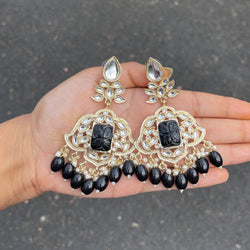 Black Krishanya Kundan Earrings