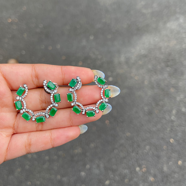 Ethena Emerald American Diamond Earrings