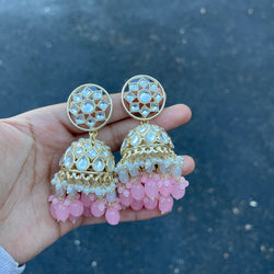 Baby Pink Navi Jhumka Earrings