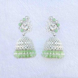 Mint-green Mayuri silver earrings - Romikas