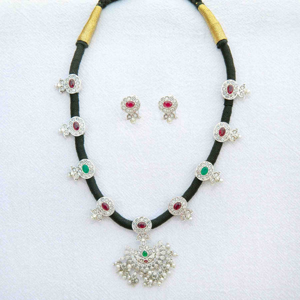 Multicolor Nyla necklace set: oxidized silver - Romikas