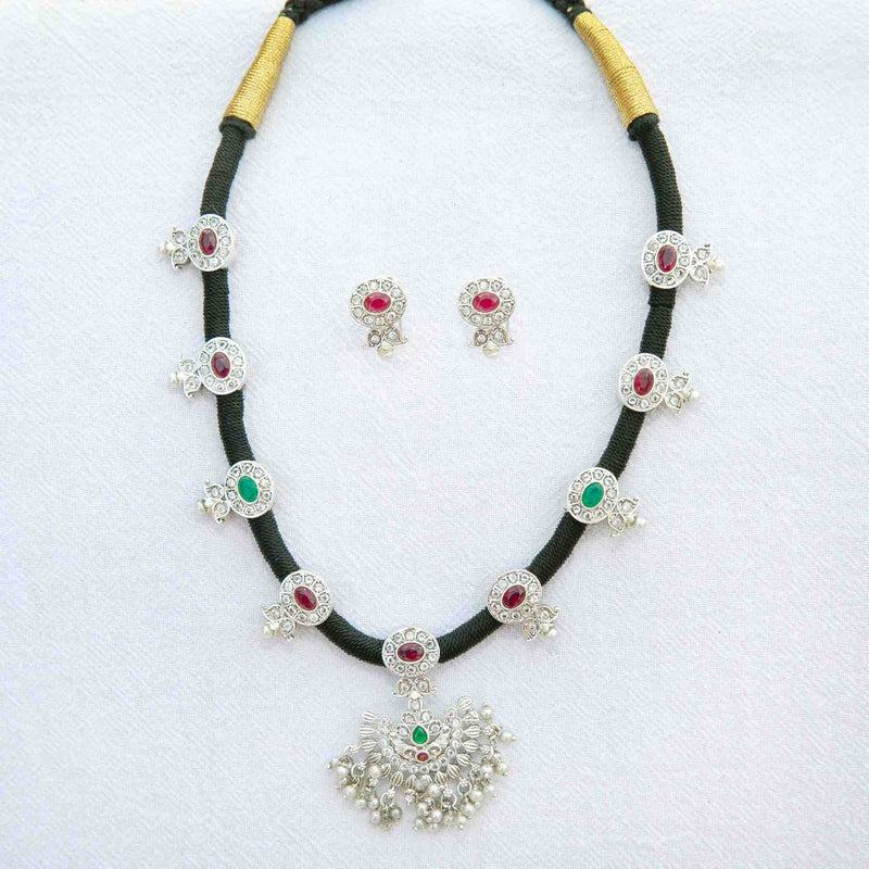 Multicolor Nyla necklace set: oxidized silver - Romikas