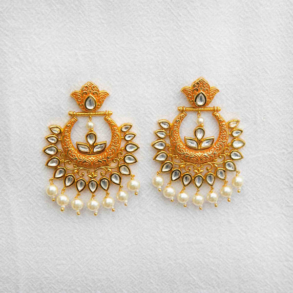 Orange gold-plated pearl earrings - Romikas