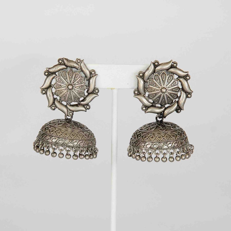 Rangeela jhumka earrings: oxidized silver - Romikas