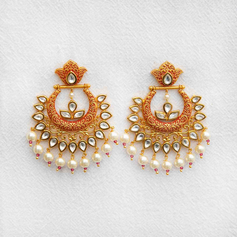 Red gold-plated pearl earrings - Romikas