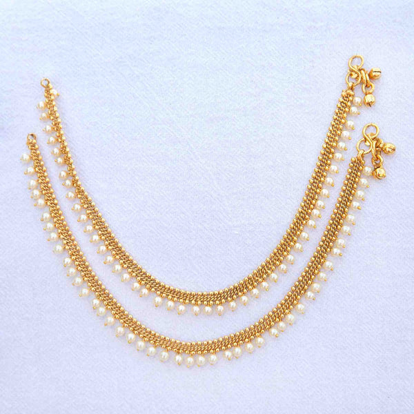 Tanvi Payal anklet: pearls, gold-plated - Romikas